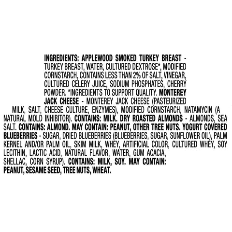 Oscar Mayer P3 Turkey, Almond, Monterey Jack and Yogurt Covered Blueberries Portable Protein Pack, 3.2 ounce -- 8 per case