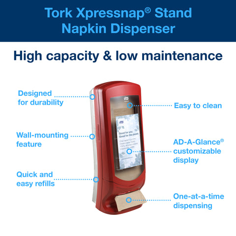 Tork Xpressnap® DISPENSER NAPKIN W/ STAND RED
