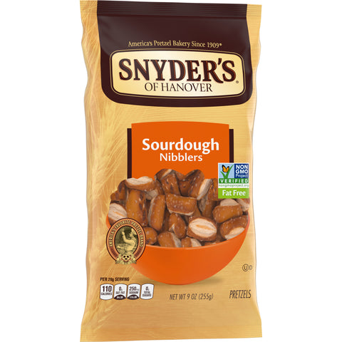 Snyders of Hanover Sourdough Pretzel Nibblers, 9 Ounce -- 12 per case.