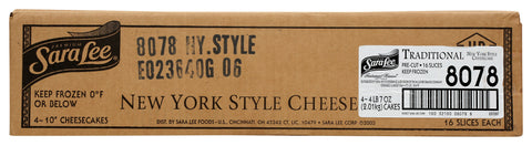 Sara Lee Restaurant Reserve Round New York Style Plain Cheesecake, 10 inch -- 4 per case.