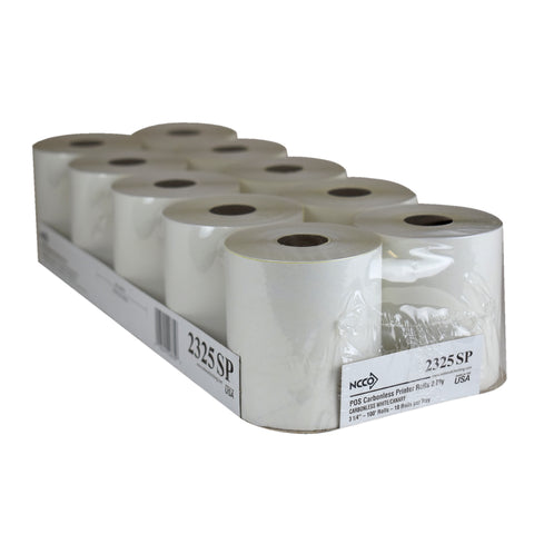 National Checking Company White/Canary Carbonless 2 Ply Register Roll Tape, 3.25 inch -- 30 per case.
