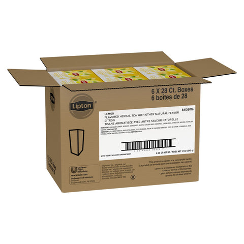 Lipton Lemon Enveloped Hot Tea Bags, 28 count -- 6 per case