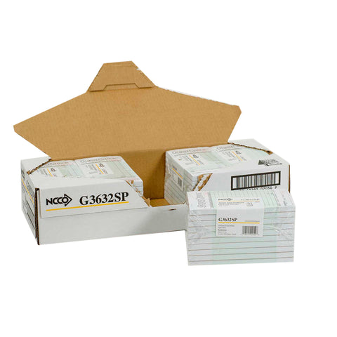National Checking Rectangular Medium Cardboard Green 15 Lines One-Part Guest Check, 6.75 x 3.5 inch -- 2500 per case