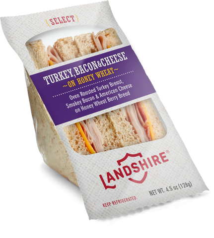 Landshire® SANDWICH TURKEY BACON & CHEESE ON HONEY WHEAT BERRY BREAD 10000001489