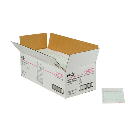 National Checking Company Carbonless Guest Check Board - 2 Part Green, 13 Line, 4.20 x 7.25 inch -- 2000 per case.