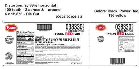 Tyson® Red Label™ CHICKEN BREAST FILLET FRITTER BREADED HOMESTYLE 4 OZ 10383300928