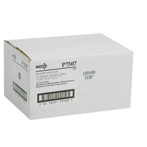 National Checking Company Dateit Black Trilingual Permanent Label - Sunday, 0.75 inch Circle -- 2000 per case.