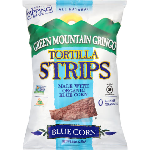 Green Mountain Gringo Organic Blue Tortilla Strips, 8 Ounce -- 12 per case.