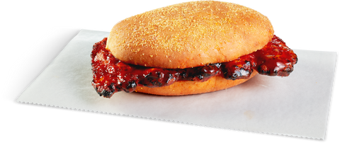 Sandwich Boneless Rib-shaped Pork Patty Sandwich W/ Bbq Sauce Iw 6.7 Oz 1065