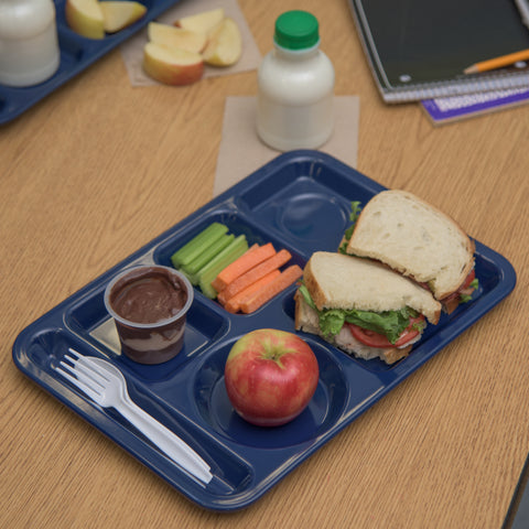 Carlisle TRAY SERVING LEFT-HAND HEAVY WEIGHT 6-COMPARTMENT MELAMINE DARK BLUE 10X14