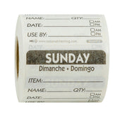 DateIt™ LABEL TRILINGUAL ITEM/DATE/USE BY DISSOLVING BLACK SUNDAY 2X2