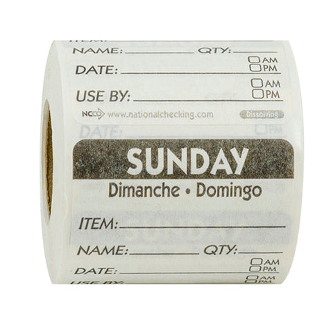 Label Trilingual Item/date/use By Dissolving Black Sunday 2x2
