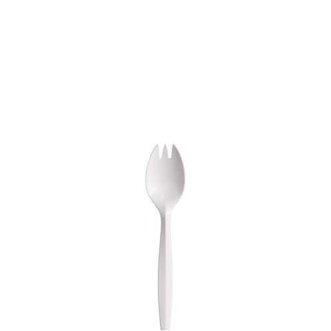 Spork Plastic Medium Weight White Pp
