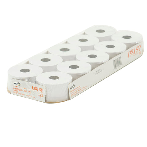 National Checking Company White Bond 1 Ply Register Roll Tape, 38 Millimetre -- 50 per case.