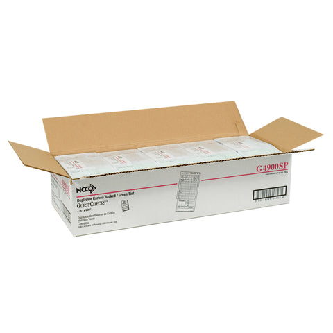 National Checking Company Carbon Backed Guest Check Board - 2 Part Green, 16 Line, 4.20 x 8.25 inch -- 50 books per case.