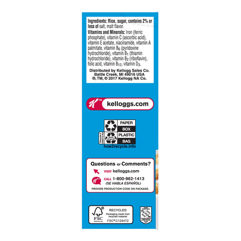 Kelloggs Rice Krispies Cereal, 0.88 Ounce Per Box -- 70 boxes per case