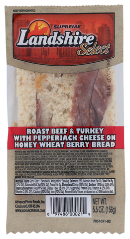 Landshire® SANDWICH WEDGE ROAST BEEF TURKEY & CHEESE 10000004483