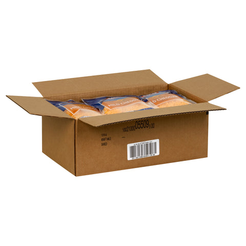 Kraft Zip Pak Shredded Mild Cheddar Cheese, 8 Ounce -- 12 per case.