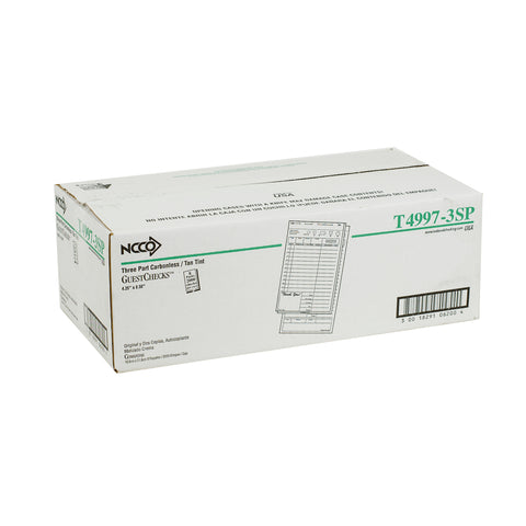 National Checking Company Carbonless Guest Check Board - 3 Part Tan, 15 Line, 4.20 x 8.5 inch -- 2000 per case.