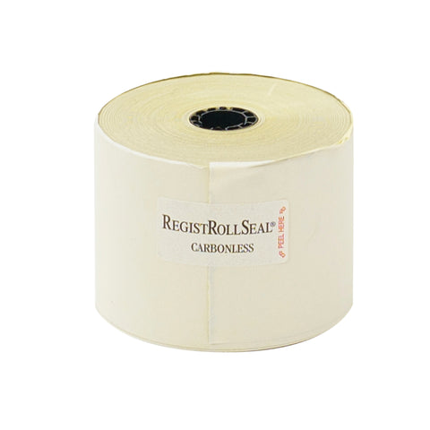 National Checking Company White/Canary Carbonless 2 Ply Register Roll Tape, 2.25 inch -- 40 per case.