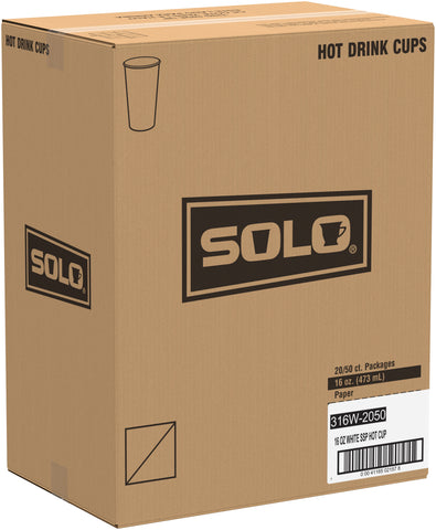 Solo® White CUP PAPER HOT SINGLE POLY 16 OZ
