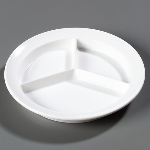 Carlisle PLATE KINGLINE™ 3-COMPARTMENT MELAMINE WHITE 8.75