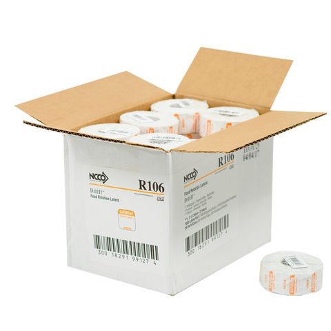 National Checking Company Dateit Orange Trilingual Removable Label - Saturday, 1 x 1 inch -- 1000 per case.