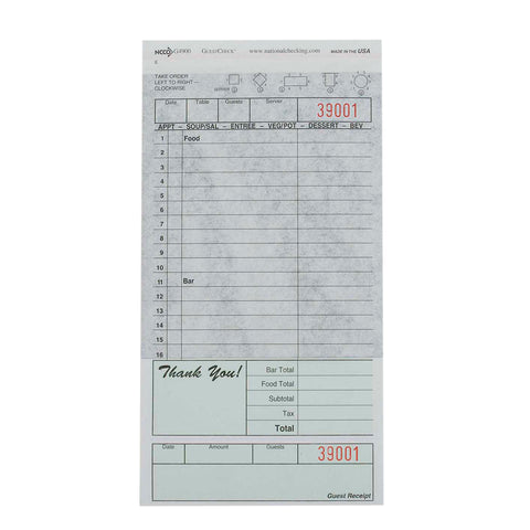 National Checking Company Carbon Backed Guest Check Board - 2 Part Green, 16 Line, 4.20 x 8.25 inch -- 50 books per case.