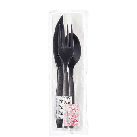 Solo® Reliance™ CUTLERY KIT MEDIUM WEIGHT BLACK K-F-S NAPKIN 9X13 S&P PS