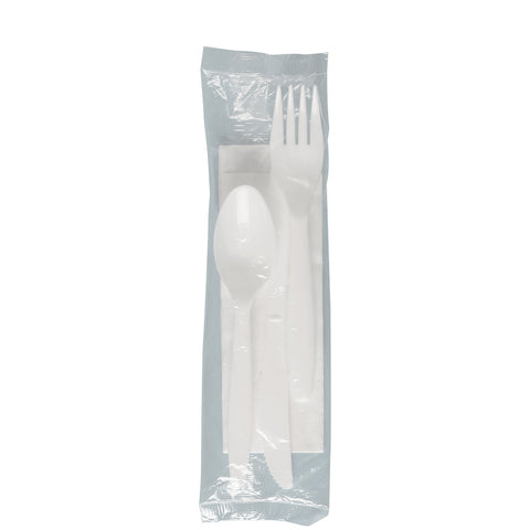 Cutlery Kit Medium Weight White K-f-s Napkin 9x13