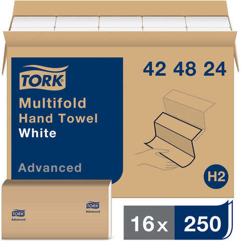 Essity Tork Soft 1 Ply Advanced White Multifold Hand Towel, 9 x 9.5 inch -- 4000 per case