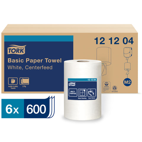 Essity Tork Advanced Soft Centrefeed White 2 Ply Paper Hand Towel Roll - 600 sheets per roll -- 6 rolls per case