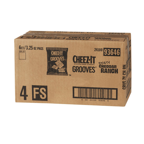 Cheez It Grooves Zesty Cheddar Ranch Crispy Cracker, 3.25 Ounce -- 6 per case.