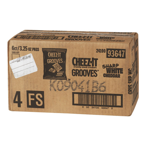 Cheez It Grooves Sharp White Cheddar Crispy Cracker, 3.25 Ounce -- 6 per case.