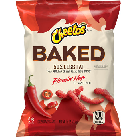 Cheetos Oven Baked Flamin Hot Cheese Snacks, 1.5 Ounce -- 64 per case.