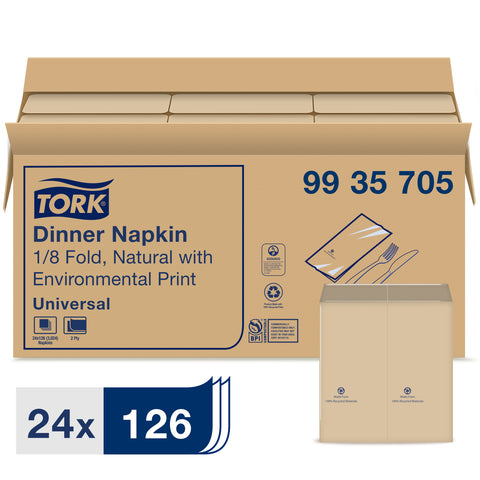 Tork® NAPKIN DINNER UNIVERSAL NATURAL 2 PLY 1/8 FOLD