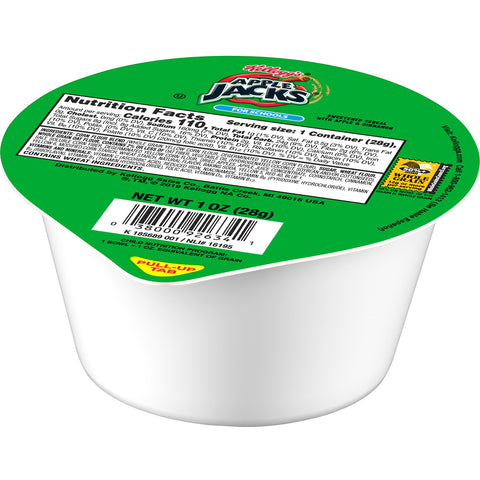 Kelloggs Apple Jacks Reduced Sugar Whole Grain Cereal, 1 Ounce Bowl -- 96 per case.