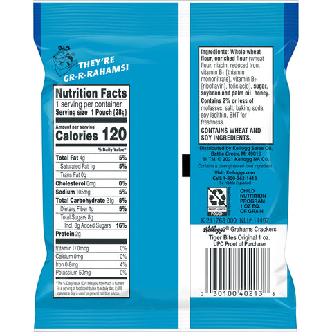 Kellogg's Tiger Bites Original Graham Cracker, 1 Ounces -- 150 per case