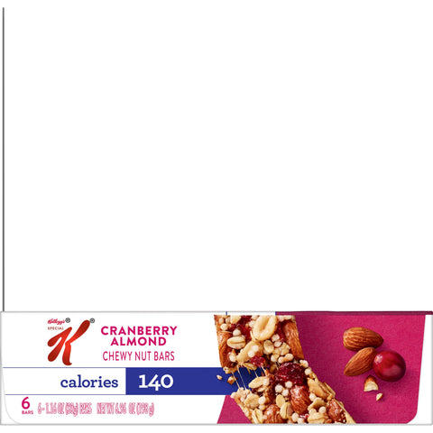 Kelloggs Special K Cranberry Almond Cereal Chewy Nut Bar, 1.16 Ounce -- 72 per case.