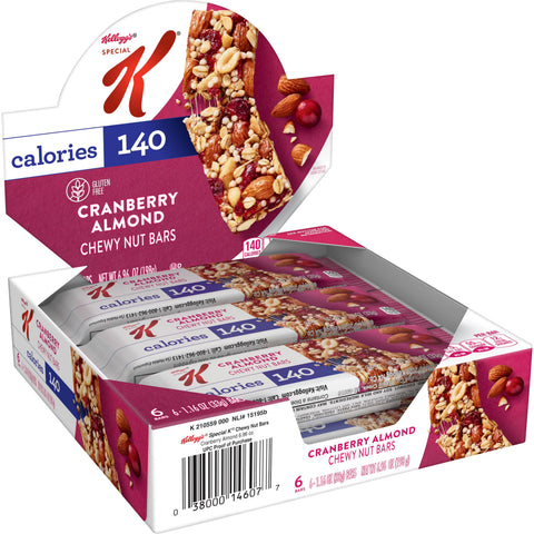 Kelloggs Special K Cranberry Almond Cereal Chewy Nut Bar, 1.16 Ounce -- 72 per case.