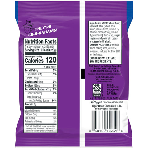 Kellogg's Tiger Bites Chocolate Graham Cracker, 1 Ounce -- 150 per case