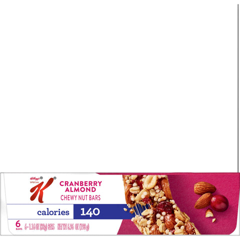 Kelloggs Special K Cranberry Almond Cereal Chewy Nut Bar, 1.16 Ounce -- 72 per case.