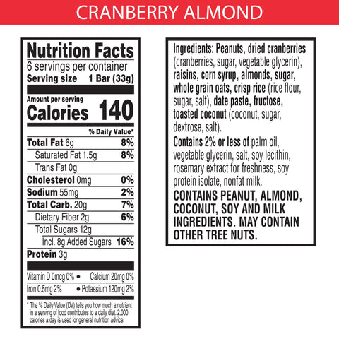 Kelloggs Special K Cranberry Almond Cereal Chewy Nut Bar, 1.16 Ounce -- 72 per case.