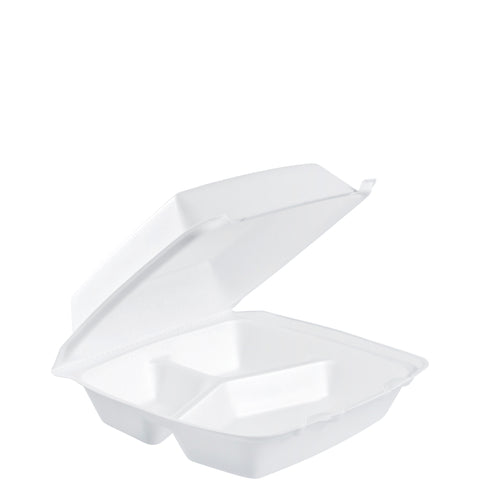 Dart CONTAINER FOAM 3-COMPARTMENT HINGED LID 8.37X7.87