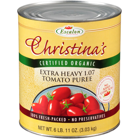 Christinas Organic Extra Heavy Tomato Puree, 107 Ounce -- 6 per case.