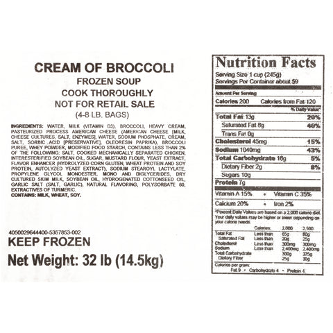Soup Cream Of Broccoli W/ Cheese 638040/78001417