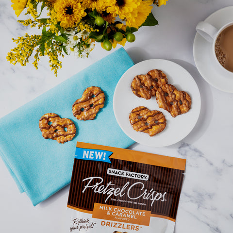 Pretzel Crisps PRETZEL CRISP MILK CHOCOLATE CARAMEL DRIZZLERS