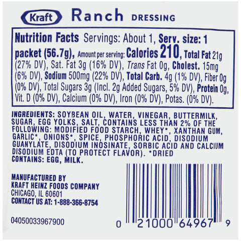 Dressing Ranch Single Serve Pouch