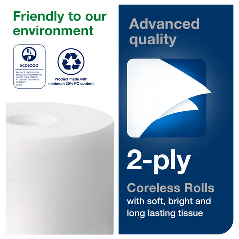 Tissue Toilet Coreless White 2-ply