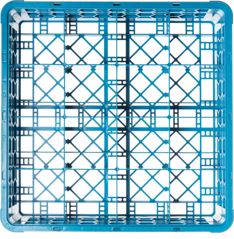 OptiClean™ RACK GLASS 16-COMPARTMENT DIVIDED TILTED W/ 1 OPEN EXTENDER CARLISLE BLUE 16 COMPARTMENT